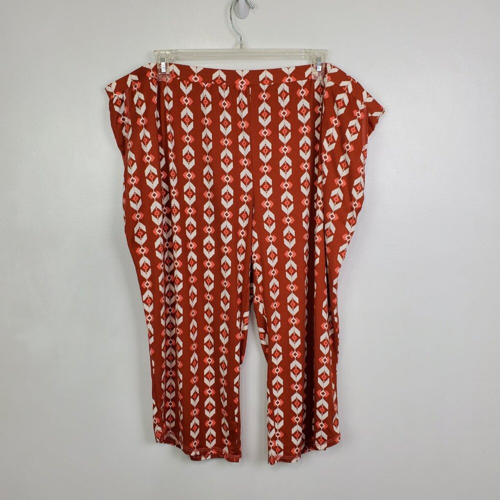AnyBody Aztec Print Soft Cozy Pull-On Capri Lounge Pants With Pockets Size 3XP - Picture 10 of 10